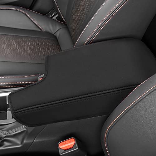 INTGET Car Center Console Armrest Cover for 2021 2022 2023 Subaru Crosstrek 2018 2019 2020/Impreza Accessories 2017-2023 Leather Arm Rest Box Lid Middle Console Cover Seat Protector(Neoprene) - color: Black with neoprene