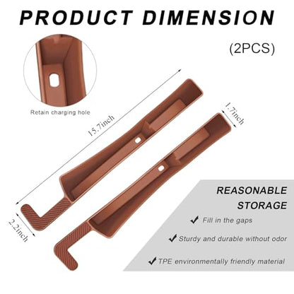 2 PCS Car Seat Gap Filler Organizer, Multifunctional Auto Side Seat Gap Filler Phone Holder, Universal Vehicle Storage Box Fill Gap Space Between Seats and Console (Dark Brown) - color: Dark Brown