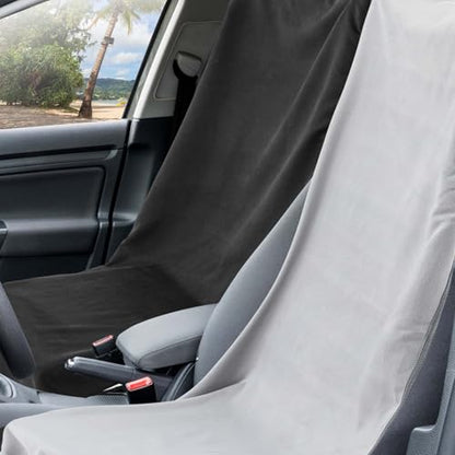 Hahafelt Car Seat Towel Covers with Storage Bag, 63 x 32 Inch Universal Non Slip Waterproof Sweat Protector for Car Truck, Gym Swimming Running, Machine Washable(2 Pack,Black,Gray) - style: Black,Gray