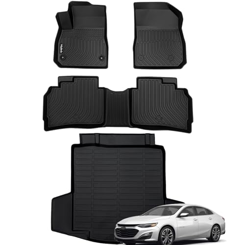Wailtnb-Car Floor Mats & Cargo Liner Set for Chevrolet Malibu 2016-2025 All Weather Floor Mats for Chevrolet Chevy Malibu 16-25 Cargo Liner TPE Waterproof Trunk Liners Full Set Accessories for Malibu - style: 18|For Malibu|2016-2025|Set