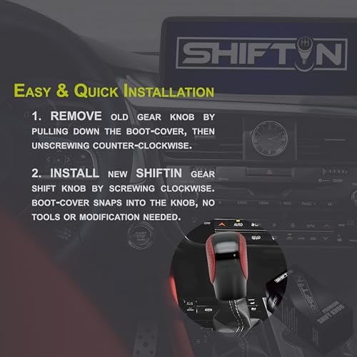 Gear Shift Knob Shifter for Lexus ES GS GX IS-250 NX RC RX 200t 250 300 300h 350 350L 450h 450h 450hL 460 500 Nuluxe Alcantara (Circuit Red Leather/Piano Black) - color: Circuit Red Leather / Piano Black