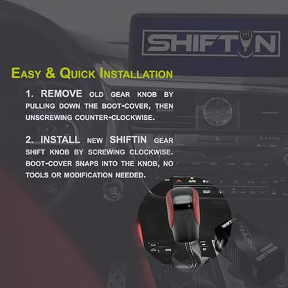 Gear Shift Knob Shifter for Lexus ES GS GX IS-250 NX RC RX 200t 250 300 300h 350 350L 450h 450h 450hL 460 500 Nuluxe Alcantara (Circuit Red Leather/Piano Black) - color: Circuit Red Leather / Piano Black