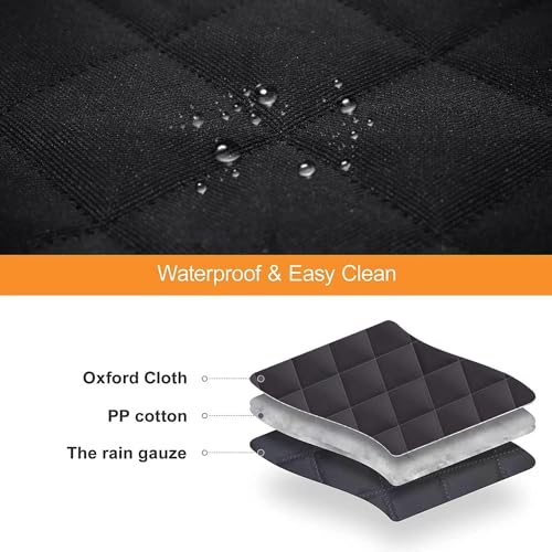 GXT Dog Back Seat Cover Protector for Cars SUV and Trucks with Mesh Window, Scratchproof Nonslip and Waterproof Material - color: Black/Orange, style: Seat Cover and Dog Seat Belt