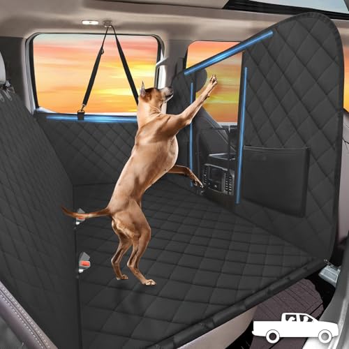Back Seat Extender for Dogs Truck-Large Space, Hard Bottom High Barrier Truck Dog Seat Cover 420lb, Waterproof Pet Dog Hammock for Crew Cab Trucks F150, RAM1500, Sierra, Tundra, Silverado - color: Matte Black, size: XL - For Full Size Truck / Full Size SU