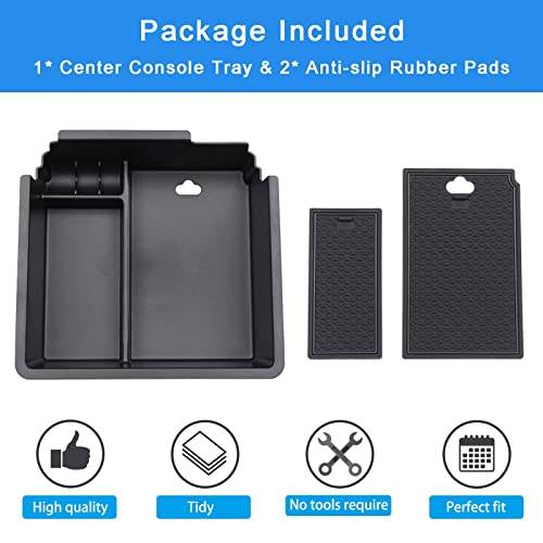 PIMCAR Compatible with 2019 2020 2021 2022 2023 Ford Ranger Center Console Organizer ABS Plastic Material Armrest Box Insert Tray Accessories (Not for 2023 Ranger XL/Raptor/Wildtrak)-Black Trim