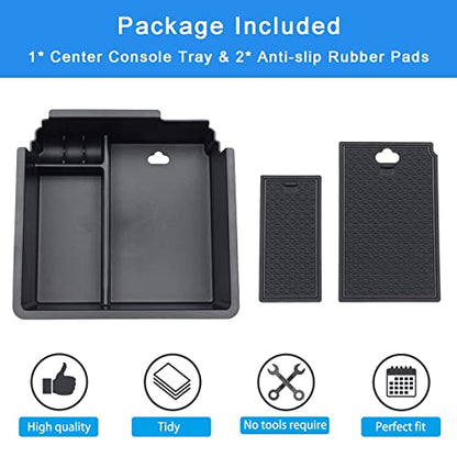 PIMCAR Compatible with 2019 2020 2021 2022 2023 Ford Ranger Center Console Organizer ABS Plastic Material Armrest Box Insert Tray Accessories (Not for 2023 Ranger XL/Raptor/Wildtrak)-Black Trim