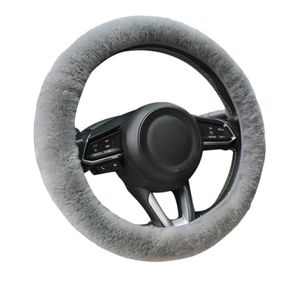 AEGIS Cover Sheepskin Steering Wheel Cover Premium Luxury AUS Genuine Merino Wool All-Season Non-Slip for Cars Fits 14.5-15.5" Wheels (Steel Grey) - color: SG