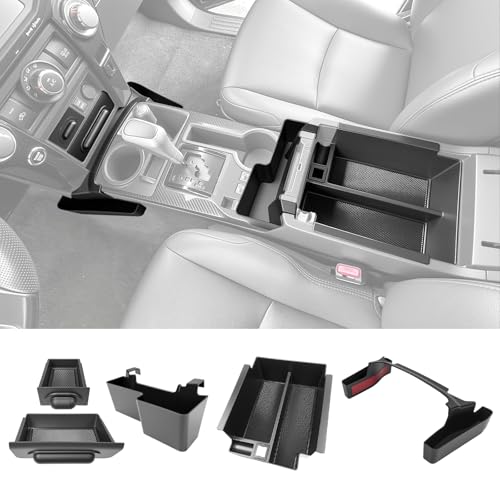 Center Console Organizer for 2014-2024 Toyota 4Runner Upgraded Hanging Armrest Box Extra Storage Drawer Inserts Shifter Tray for 4 Runner Accessories(Fit 14-24/4PC Center Console Organizer) - color: 14-24 4PC Center Console Organizer
