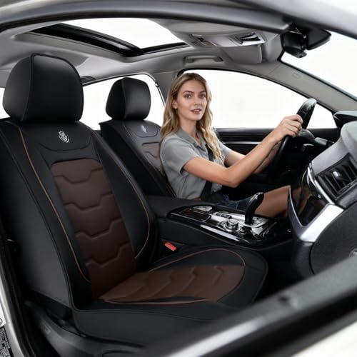 2007-2025 Car Seat Cover for Nissan Sentra, Car Seat Covers, Waterproof PU Leather, 5 Seats Full Set, Easy to Clean and Install, Wear Resistance, Protect and Upgrade Seats - color: Lite_Coffee