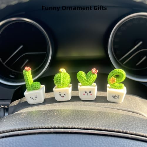 Car Rearview Mirror & Dashboard Accessories - Succulent Cactus Decor, Aesthetic Car Ornament, Funny Interior Decoration Gifts