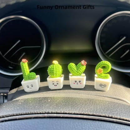 Car Rearview Mirror & Dashboard Accessories - Succulent Cactus Decor, Aesthetic Car Ornament, Funny Interior Decoration Gifts