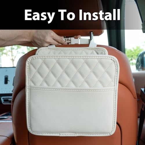 2Pack Car Seat Back Hanging Bag Car Document Holder Multi-Pocket Bottle Bag Storage Box Organizer Travel Tidy Pouch Pocket Kids Beige - color: Beige C x2