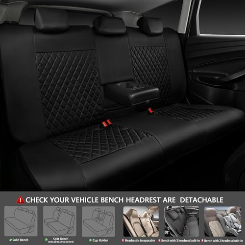CAR PASS Leather Seat Covers-Universal Quilting Car Seat Cover with 5mm Composite Sponge Inside,Airbag Compatible,Front and Rear Seat Covers for Most Sedan,SUV,Van,Truck(Full Set,Blue) - color: Black and Blue, size: Full Set (Front and Rear)