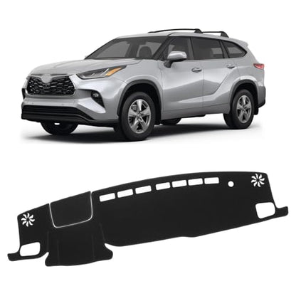 KUST Black Dash Cover for Toyota Highlander 2020-2025 2026 (L, LE, XLE, XSE, Limited, Platinum) (with HUD) Non-Slip Center Console Dashboard Cover No Glare (Not Fit for Toyota Grand Highlander) - size: 58.8''×12.8'' (Toyota Highlander 20-26)