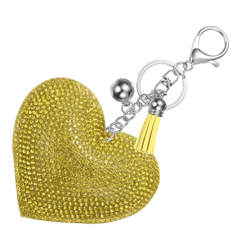 PATIKIL Rhinestone Keychains for Women, Cute Bling Heart Shape Purse Charm for Bag Handbags Car Keys - color: White-yellow