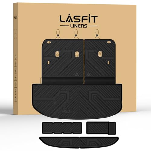 LASFIT Cargo Mat & Backrest Mats for Kia Telluride 2027 (Only Fit Gas, Not Fit Hybrid), All Weather TPE Custom Fit Cargo Liner Trunk Mats & Seatback Mats Accessories for Kia Telluride 2027, Black - size: 3)For Kia Telluride | 2027 | Cargo