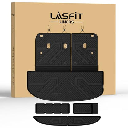 LASFIT Cargo Mat & Backrest Mats for Kia Telluride 2027 (Only Fit Gas, Not Fit Hybrid), All Weather TPE Custom Fit Cargo Liner Trunk Mats & Seatback Mats Accessories for Kia Telluride 2027, Black - size: 3)For Kia Telluride | 2027 | Cargo