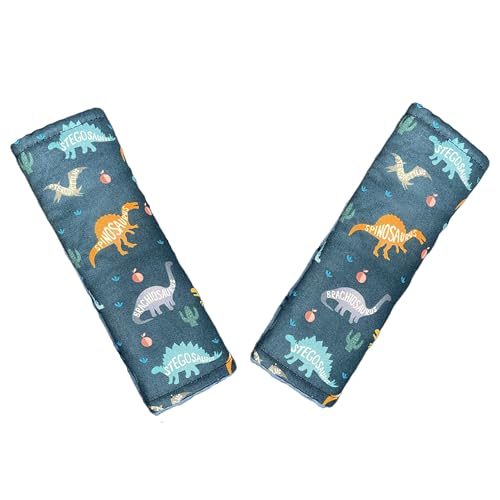 Baby Car Seat Neck Cover, Car Seat Strap Cover, Seat Belt Cushions Pads, Shoulder Strap Protectors, Reversible Pram Harness Covers in Minky Dinosaur, Baby Neck Pad Protector - color: Name of dinosaur