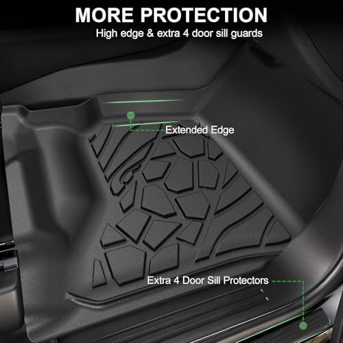 Floor Mats for 2014-2019 Chevy Silverado & GMC Sierra 1500 (Only 19 LD ), for 2015-2019 Silverado/Sierra 2500/3500, Crew Cab Bucket Seat Only, TPE All Weather Durable Mats - size: 2014-2019 | For Chevy Silverado/GMC Sierra