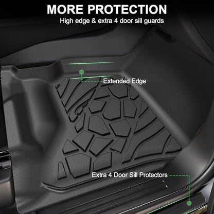 Floor Mats for 2014-2019 Chevy Silverado & GMC Sierra 1500 (Only 19 LD ), for 2015-2019 Silverado/Sierra 2500/3500, Crew Cab Bucket Seat Only, TPE All Weather Durable Mats - size: 2014-2019 | For Chevy Silverado/GMC Sierra
