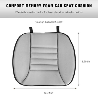 Sun Walker Car Seat Cushion, 1.2" Thick Memory Foam Auto Seat Protector Pressure Relief Pad, Nonslip Bottom Mat Comfort Driving Seats Cover for Truck SUV Sedan, Car Accessories (Gray)