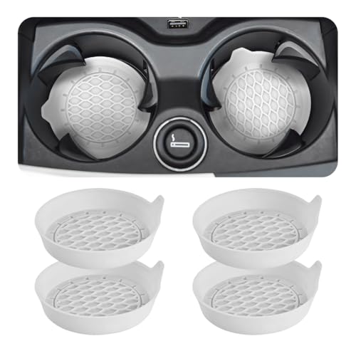Zpana Bling Car Cup Holder Coaster, 2PCS Crystal Rhinestone Non Slip Waterproof Vehicle Insert Water Bottle Holder Pads, Shockproof Auto Interior Decorative Coasters, Universal Fit (White) - color: White/Silicone