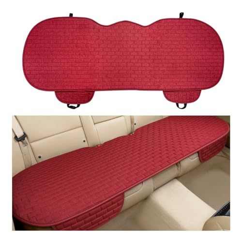 Back Car Seat Cover, Anti-Slip Breathable Linen Bottom Seat Protector Covers with Storage Pockets, Long Rear Seat Cushion Pad for Most Cars SUVs Truck Van (Wine Red) - color: Wine Red, size: Back