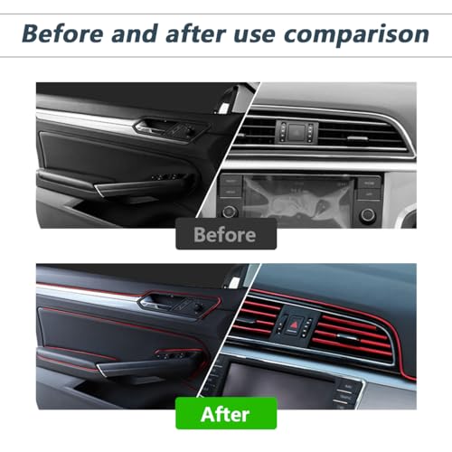Car Interior Trim Strips, 33Ft Bendable Flexible Automobile Molding Line Strip Garnish, Door Edge Trim with Installing Tool, Universal Car Accessories (Red)