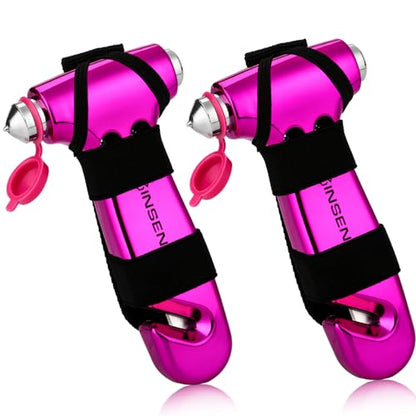 SINSEN Car Window Breaker Seatbelt Cutter, Glass Breaker Emergency Tool, Safaty Hammer Escape Kit, 3-in-1, Neon Purple - color: Vibrant Purple, size: 2