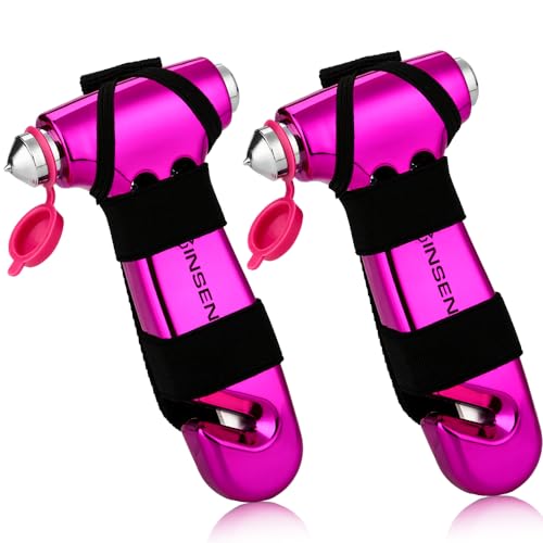 SINSEN Car Window Breaker Seatbelt Cutter, Glass Breaker Emergency Tool, Safaty Hammer Escape Kit, 3-in-1, Neon Purple - color: Vibrant Purple, size: 2