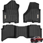 YITAMOTOR Floor Mats Fit for 2019-2025 2026 Ram 2500/3500 Crew Cab (Not for PTO KIT Models), TPE All Weather Dodge Ram 2500/3500 Floor Mats Include 1st & 2nd Row, Black - style: 2019-2025 Ram 2500/3500 Crew Cab