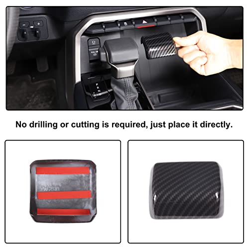 Aunginsy Car Gear Shifter Hand Brake Trim Cover Compatible with Toyota Tundra 2022+, Sequoia 2023+ & Tacoma 2024+, ABS Automatic Center Console Gear Shift Head Knob Scratch Protector Cover Accessories - color: Carbon Fiber Pattern(A)