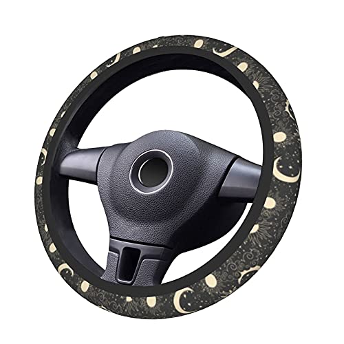 Sun and Moon Steering Wheel Covers Non Slip Neoprene Space Wheel Protector Universal 15 inch for Men Women - color: Black5