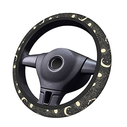 Sun and Moon Steering Wheel Covers Non Slip Neoprene Space Wheel Protector Universal 15 inch for Men Women - color: Black5