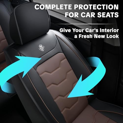 Car Seat Cover for Cars, Brown Leather, Waterproof, Full Set, Fits Cars, Suvs, Pickup Trucks, Airbag Compatible, Upgrades and Beautifies Car Interiors, Easy to Install and Clean Up - color: C_Coffee