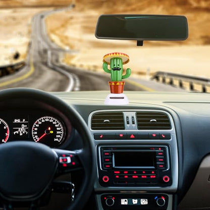 Solar Powered Dancing Cactus – Sun Power Swinging Animated Bobble Dancer Solar Figurine for Car Dashboard Dancing Cactus Holiday Car Decoration Solar Figures for Office Home Desk