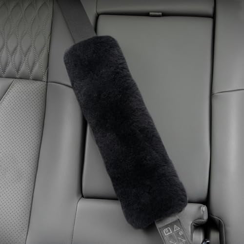 Aegis Cover Sheepskin Seat Belt Cover, Premium Australian Merino Wool Padding, Ultra-Soft & Durability, 0.5" Thick Seat Belt Pads, Universal Fit for Car, Truck, SUV 2Pack (Steel)