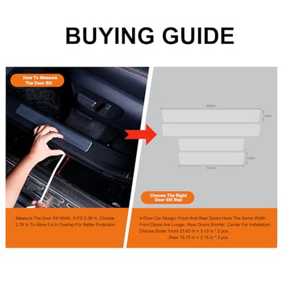 Car Door Sill Protector, 4 Pcs Clear PPF Paint Protection Film Kit, Universal Door Entry Edge Guard & Scuff Plate Protector, Invisible Anti-Scratch Door Step Wrap for Cars, SUV, Trucks - size: Front:23.62"L×3.15"W×2PCS+Rear:15.75"L×3.15"W×2PCS