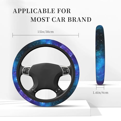 Abstract Blue Outer Space Galaxy Star Car Steering Wheel Cover,Non-Slip Elastic Neoprene-Sweat Car Accessories,Universal 15 Inch Fit Auto, Vans Trucks,Suvs, Truck - color: Galaxy