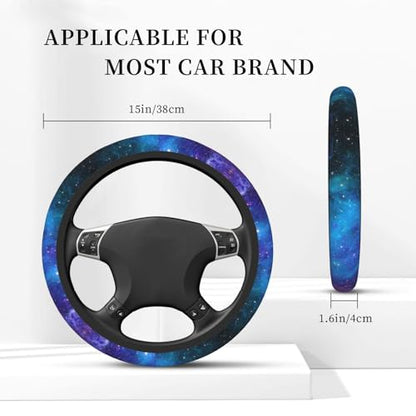 Abstract Blue Outer Space Galaxy Star Car Steering Wheel Cover,Non-Slip Elastic Neoprene-Sweat Car Accessories,Universal 15 Inch Fit Auto, Vans Trucks,Suvs, Truck - color: Galaxy