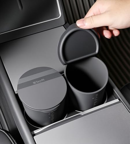 Car Trash Can with Lid Small Cup Holder Door Pocket Garbage Can Trash Bin Trash Container Fits Auto Home Office, Black 2Pcs
