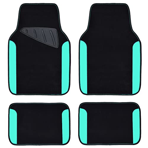 CAR PASS Waterproof Universal Fit Car Floor Mats, Teal Car Mats Fit for SUV,Vans,sedans, Trucks,Set of 4pcs Car Carpet for Women(Black with Mint) - color: Black With Mint
