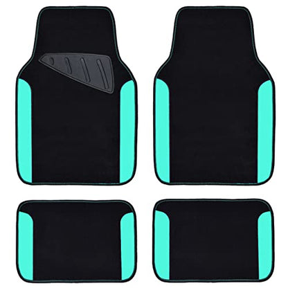 CAR PASS Waterproof Universal Fit Car Floor Mats, Teal Car Mats Fit for SUV,Vans,sedans, Trucks,Set of 4pcs Car Carpet for Women(Black with Mint) - color: Black With Mint