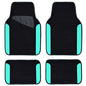 CAR PASS Waterproof Universal Fit Car Floor Mats, Teal Car Mats Fit for SUV,Vans,sedans, Trucks,Set of 4pcs Car Carpet for Women(Black with Mint) - color: Black With Mint