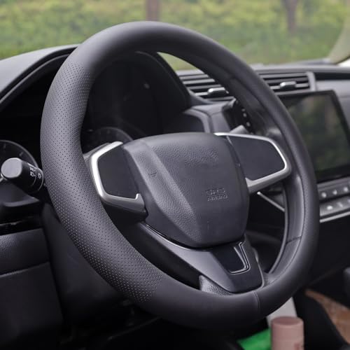 XHRING Car Steering Wheel Cover for Dodge RAM 1500 2500 3500 Grand Caravan Accessories 2012-2025 2026 RAM 1500 2500 3500 Standard Quad Crew Mega Cab Accessories Microfiber Leather Black (15 ½''-16'')