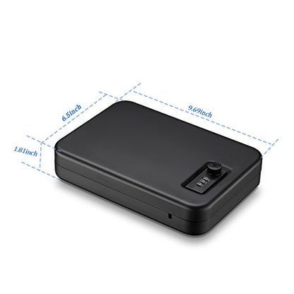 Younion Pistol Safe, Portable Travel Gun Safe,Handgun Lock Box, Gun Safes for Cars, Black - color: Dial lock