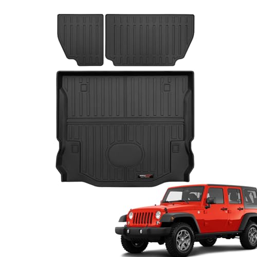 All Weather TPE Cargo Liner and Backrest Mats for 2007-2018 Jeep Wrangler JK 4 Door Accessories (for 2007-2018 Wrangler JK 4 Door Cargo Liner+Backrest Mats) - color: for 07-18 JK 4 Door Cargo Liner+Backrest Mats