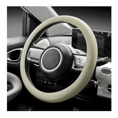 Car Steering Wheel Cover, 13 to 14 Inches Non-Slip Soft Silicone Steering Wheel Protector, Stretchable Elastic Steering Wheel Cover Fits Most Cars for Men and Women (Beige) - color: Beige