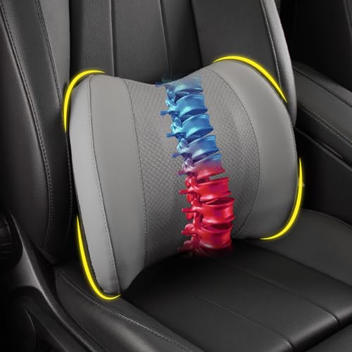 Lofty Aim Lumbar Support Pillow for Car, Memory Foam Lumbar Pillow for Lower Back Pain Relief - Back Cushion for Driving, Chair Support for Car-Office Chair, Wheelchair - Gray - color: Gray