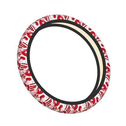 Bloody Handprints Blood Stains Splashes Halloween Car Steering Wheel Cover,Non-Slip Elastic Neoprene-Sweat Car Accessories,Universal 15 Inch Fit Auto, Vans Trucks,Suvs, Truck - color: Bloody Handprints